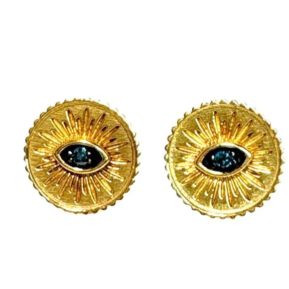Rarities Blue Diamond 0.15ct Gold-Plated Sterling Silver Evil Eye Earrings